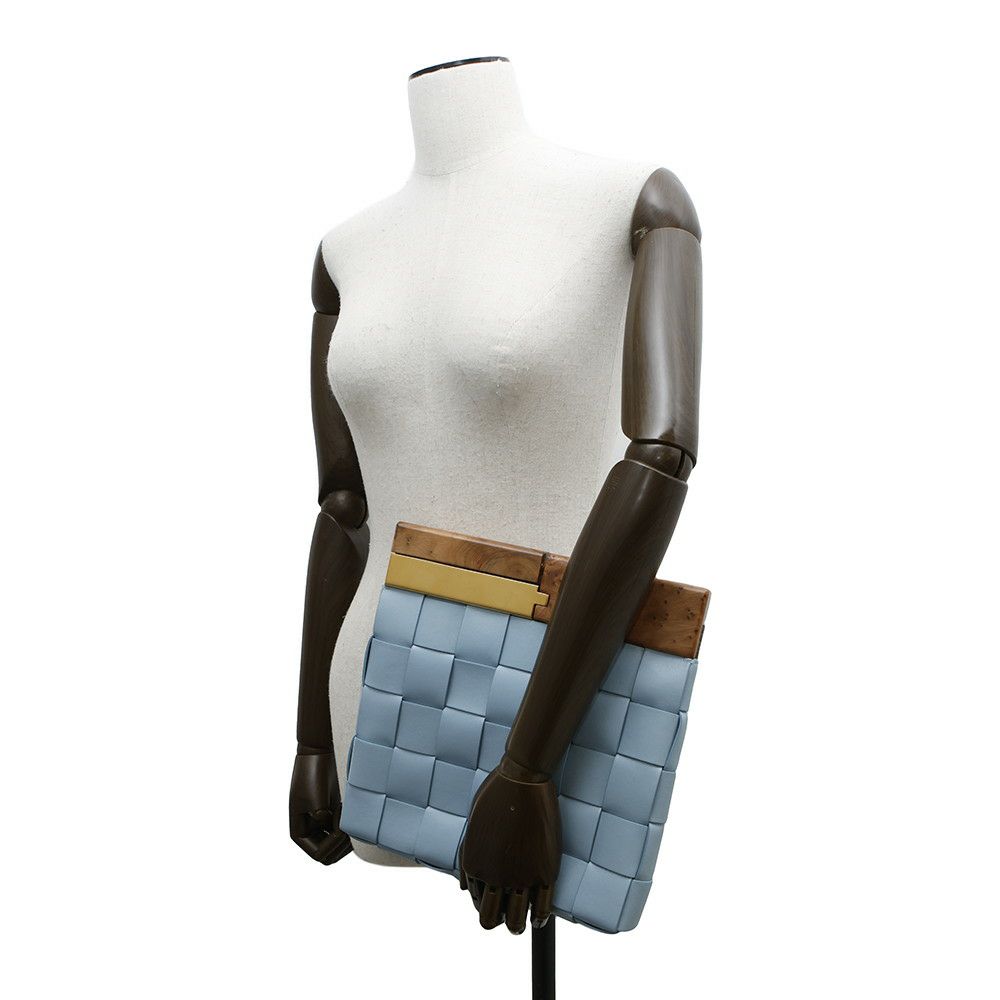 ボッテガヴェネタ クラッチバッグ マキシイントレチャート BVスナップ レザー ウッド BOTTEGA VENETA