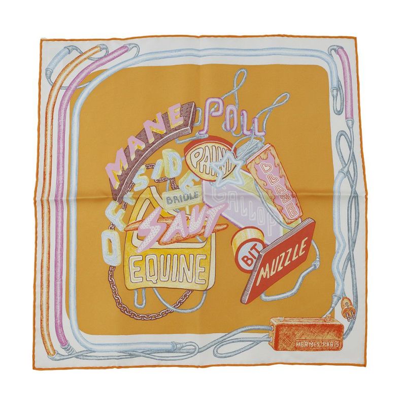 エルメス スカーフ カレ45 シュヴァロスコープ・ネオン CHEVALOSCOPE NEON HERMES シルク 2023春夏