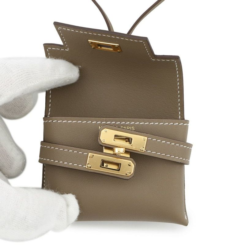 エルメス バッグチャーム ケリー フェスティバル チャーム エトゥープ/ゴールド金具 スイフト B刻印