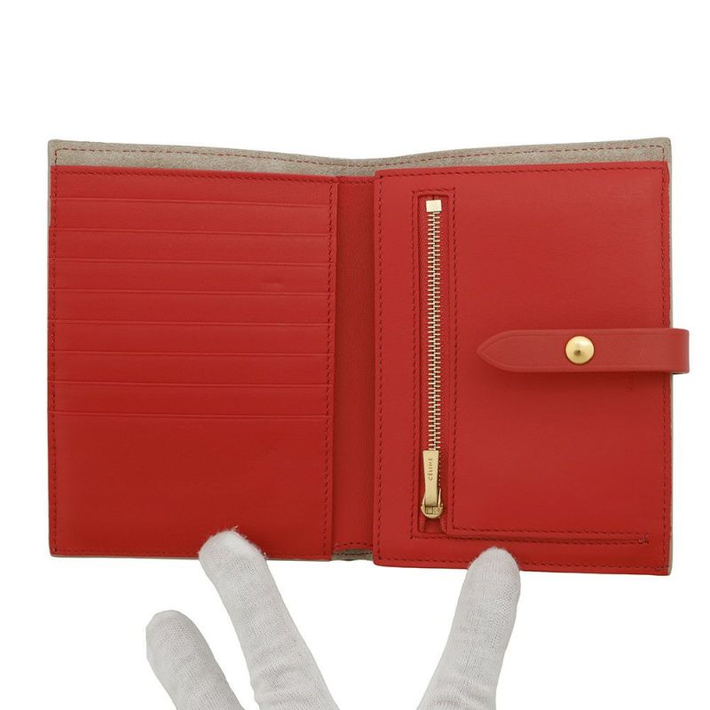 セリーヌ 二つ折り財布 ミディアム マルチファンクション ストラップウォレット バイカラー 104813 CELINE