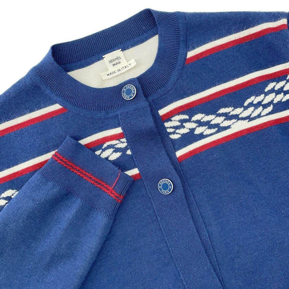 エルメス カーディガン カノエH カシミヤ シルク レディースサイズ38 HERMES