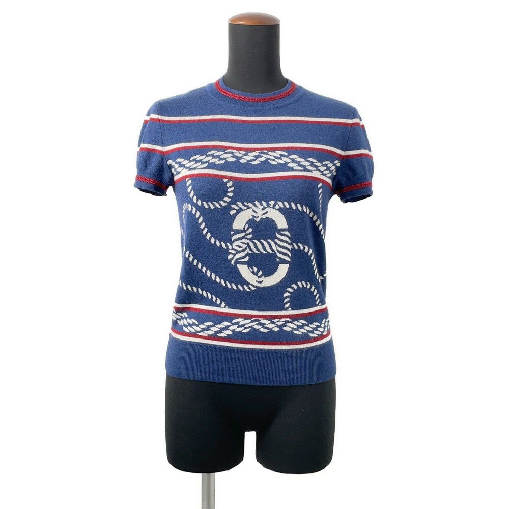 エルメス 半袖ニット カノエH カシミヤ シルク レディースサイズ34 HERMES トップス