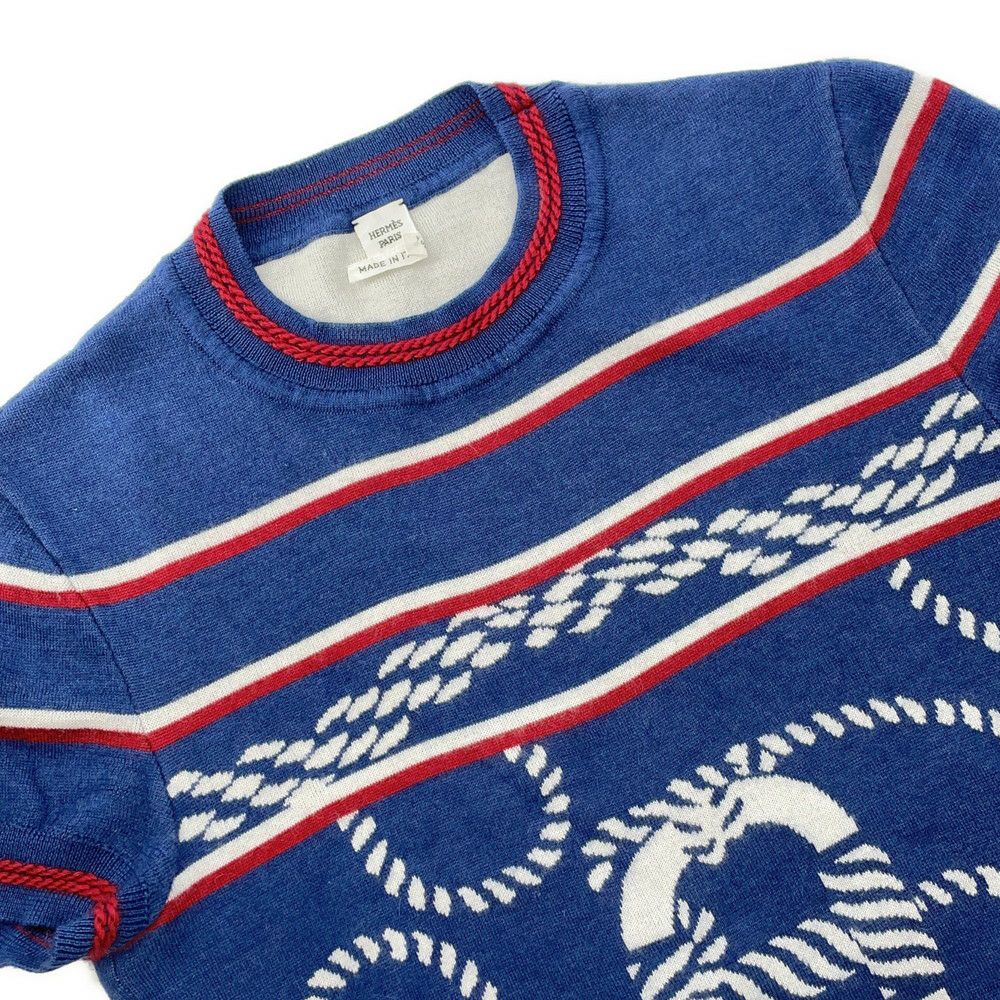 エルメス 半袖ニット カノエH カシミヤ シルク レディースサイズ34 HERMES トップス