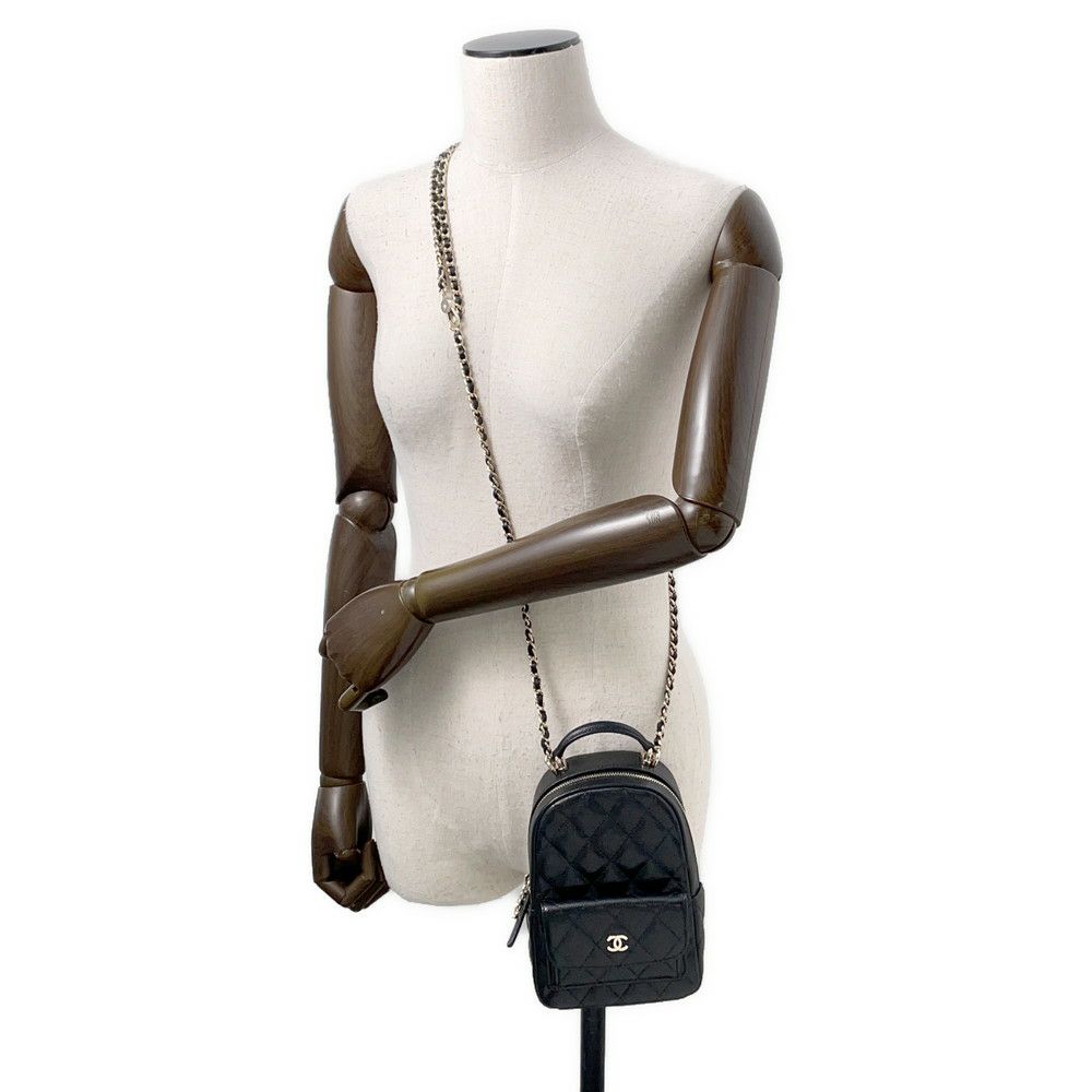 シャネル リュック マトラッセ ココマーク キャビアスキン ミニ AP3753 CHANEL 2way バッグ バックパック 黒