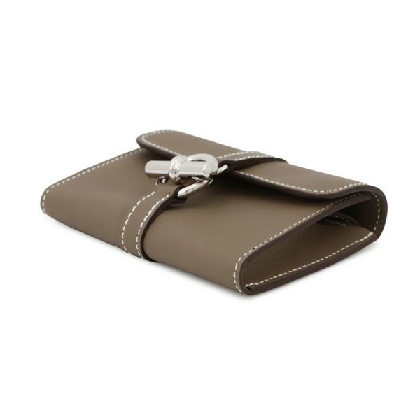 エルメス コインケース グレナン コンパクト ウォレット エトゥープ/シルバー金具 スイフト/シェブルミゾル K刻印