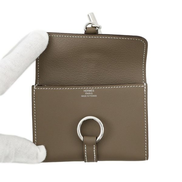 エルメス コインケース グレナン コンパクト ウォレット エトゥープ/シルバー金具 スイフト/シェブルミゾル K刻印