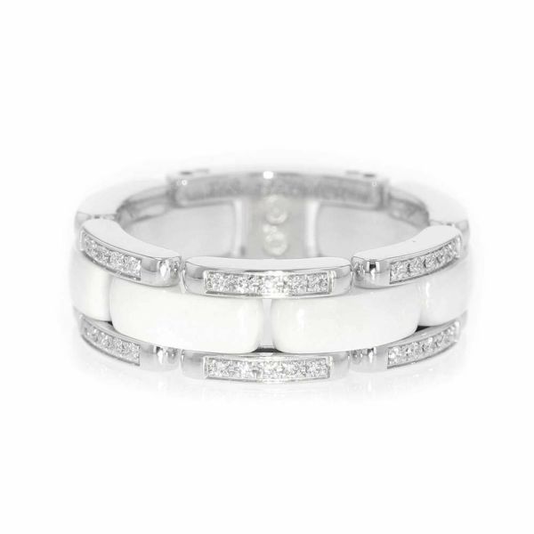 シャネル リング ウルトラ コレクション ダイヤモンド40P 約0.22ct K18WG セラミック リングサイズ58 J2643 CHANEL