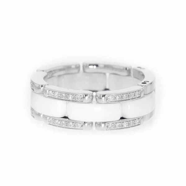 シャネル リング ウルトラ コレクション ダイヤモンド40P 約0.22ct K18WG セラミック リングサイズ58 J2643 CHANEL