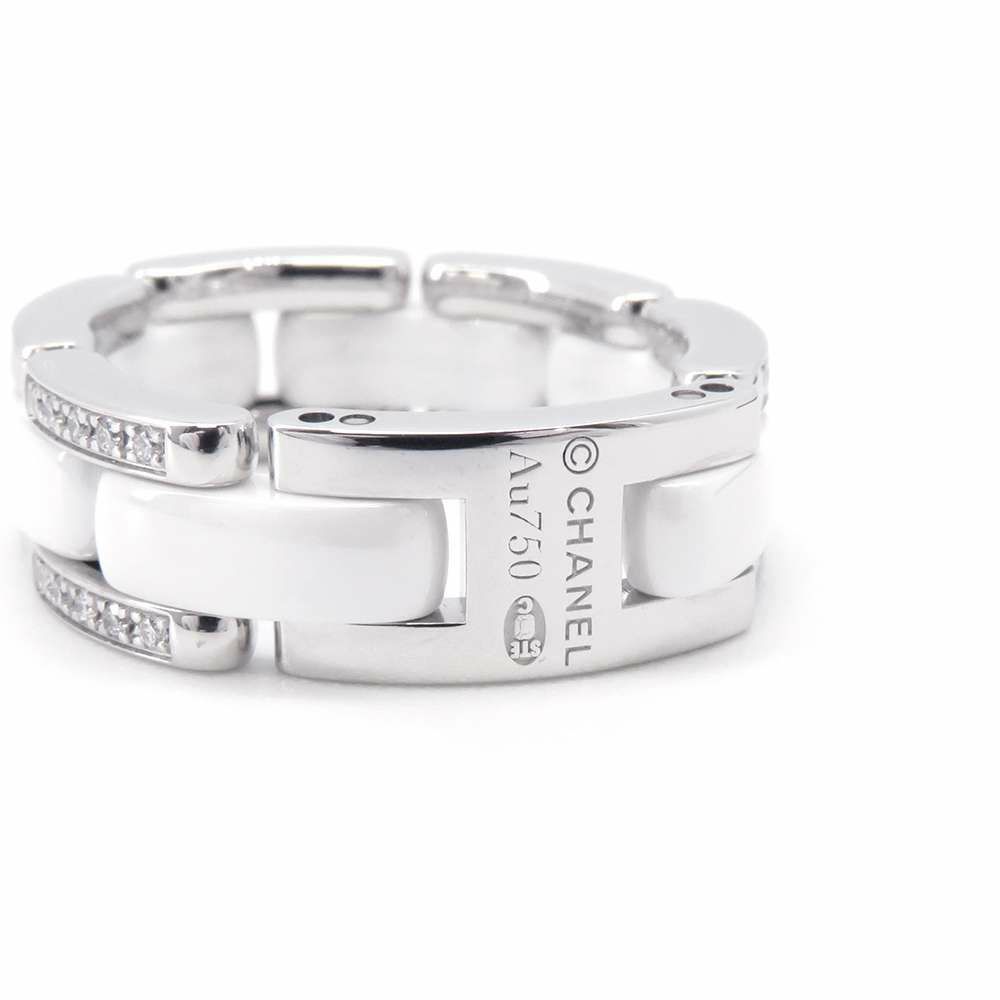 シャネル リング ウルトラ コレクション ダイヤモンド40P 約0.22ct K18WG セラミック リングサイズ58 J2643 CHANEL