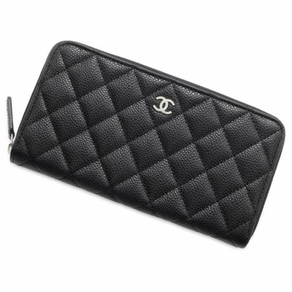 シャネル 長財布 クラシック ロング ジップ ウォレット ココマーク マトラッセ キャビアスキン キルティング AP0242 CHANEL 黒 |  中古・新品ブランド販売ギャラリーレア公式通販