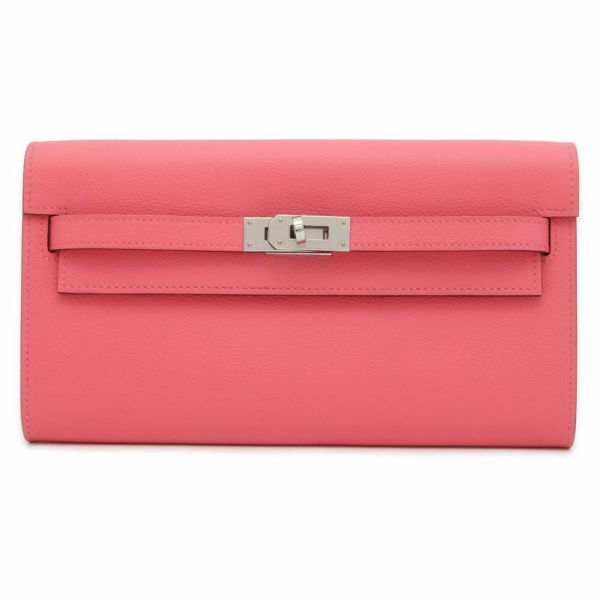 エルメス ケリーウォレット ロング トゥーゴー ローズアザレ/シルバー金具 エバーカラー B刻印