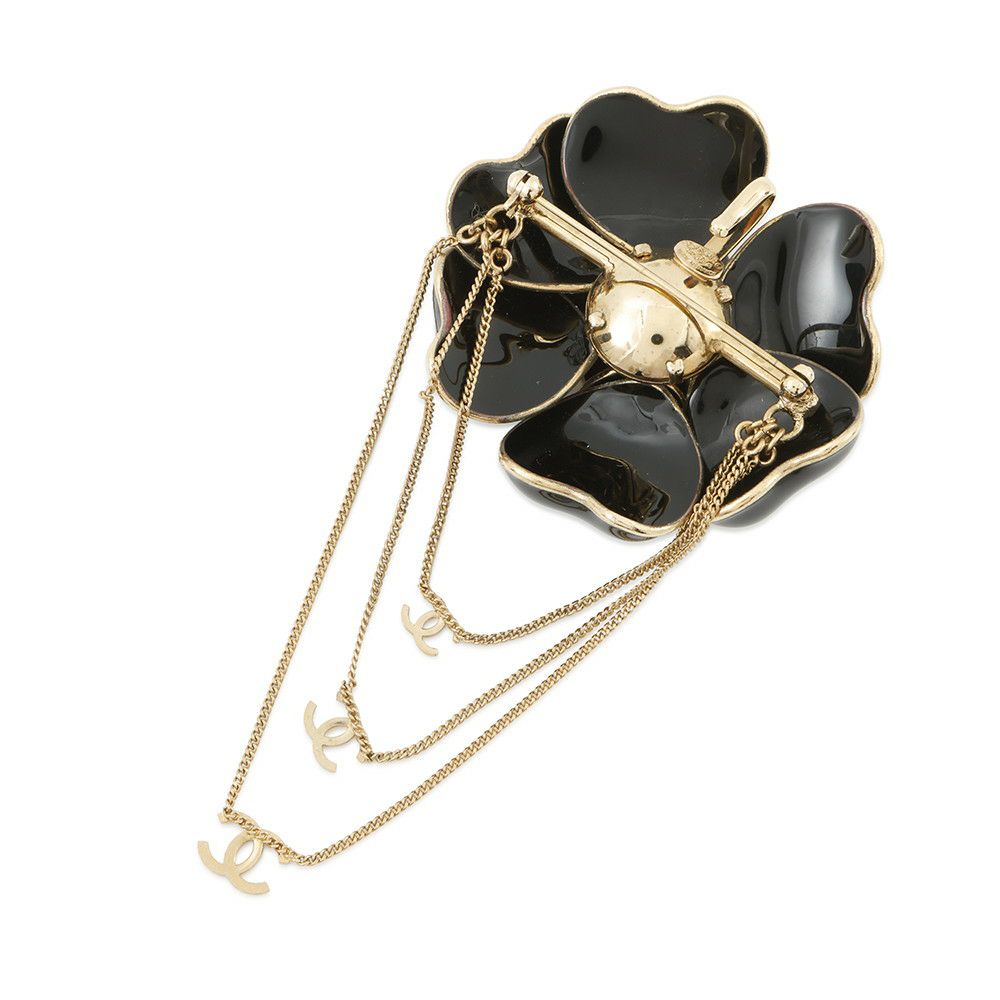 シャネル ブローチ ココマーク カメリア チェーン CHANEL アクセサリー 黒