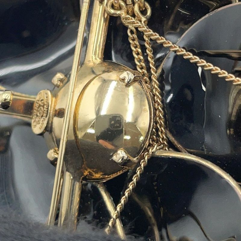 シャネル ブローチ ココマーク カメリア チェーン CHANEL アクセサリー 黒