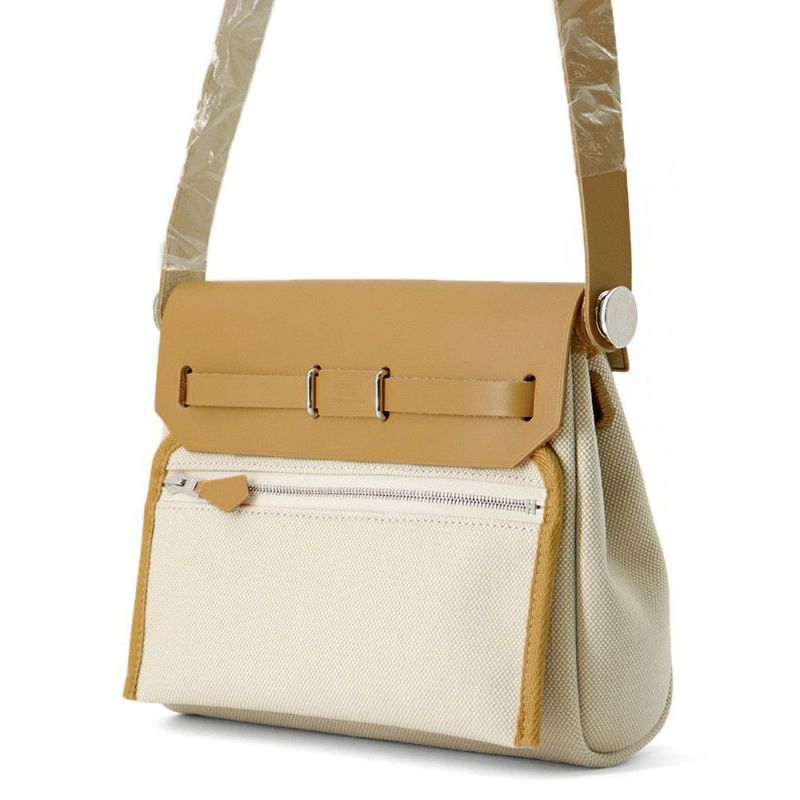 エルメス ショルダーバッグ エールバッグジップ ミニ ナチュラルサブレ/エクリュ/シルバー金具 トワルミリタリー/ヴァッシュハンター K刻印