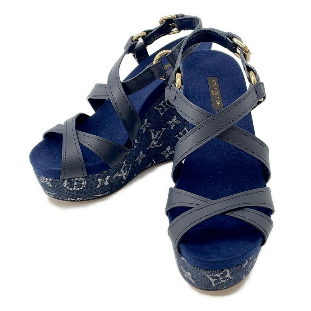ルイヴィトン サンダル モノグラム・デニム ウェッジソール サンダル レディースサイズ36 1/2 靴