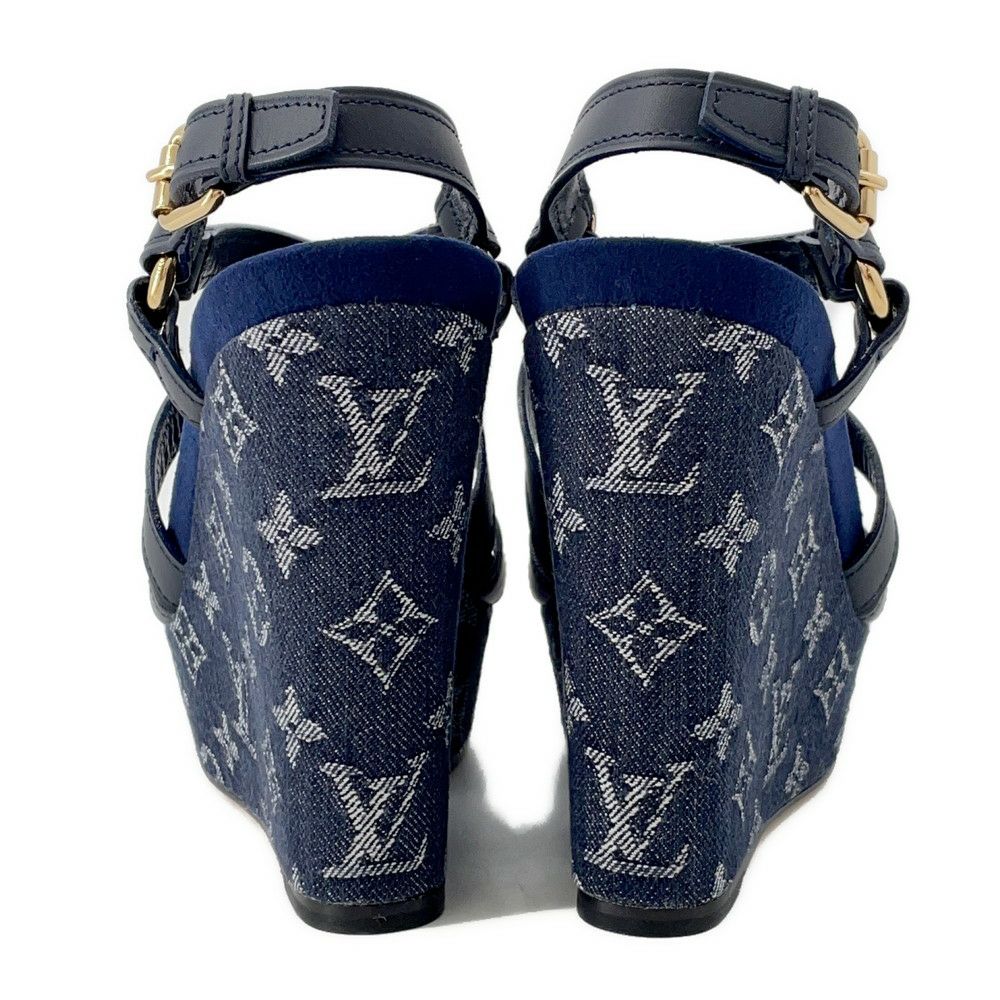 ルイヴィトン サンダル モノグラム・デニム ウェッジソール サンダル レディースサイズ36 1/2 靴