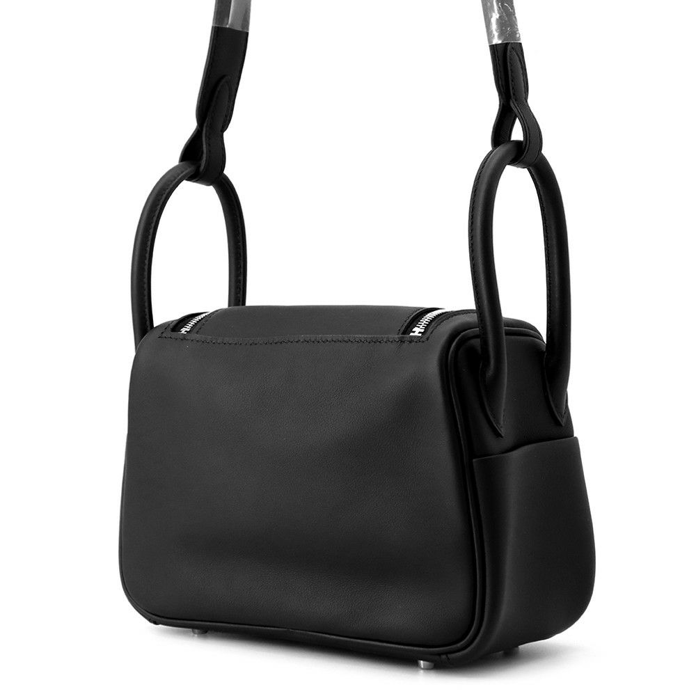 エルメス ハンドバッグ リンディ ミニ ブラック/エレクトラム金具 スイフト K刻印 2wayショルダー 黒