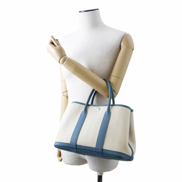 エルメス トートバッグ ガーデンパーティTPM コルヴェール/シルバー金具 トワルシェブロン/ネゴンダ D刻印