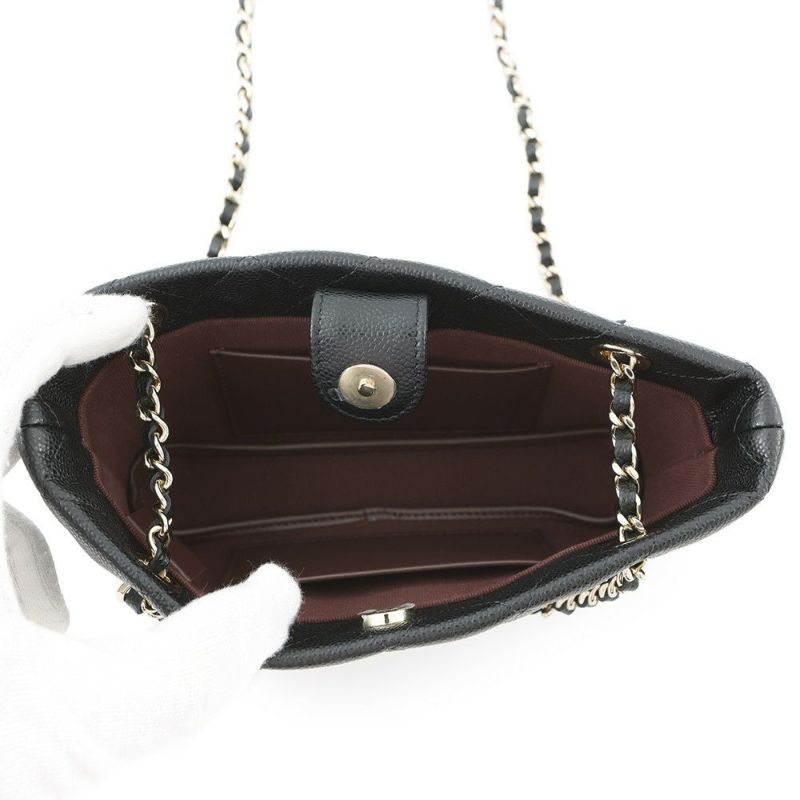 シャネル チェーンショルダーバッグ マトラッセ ココマーク タイムレスクラシックライン チェーンクラッチ キャビアスキン AP4423 黒