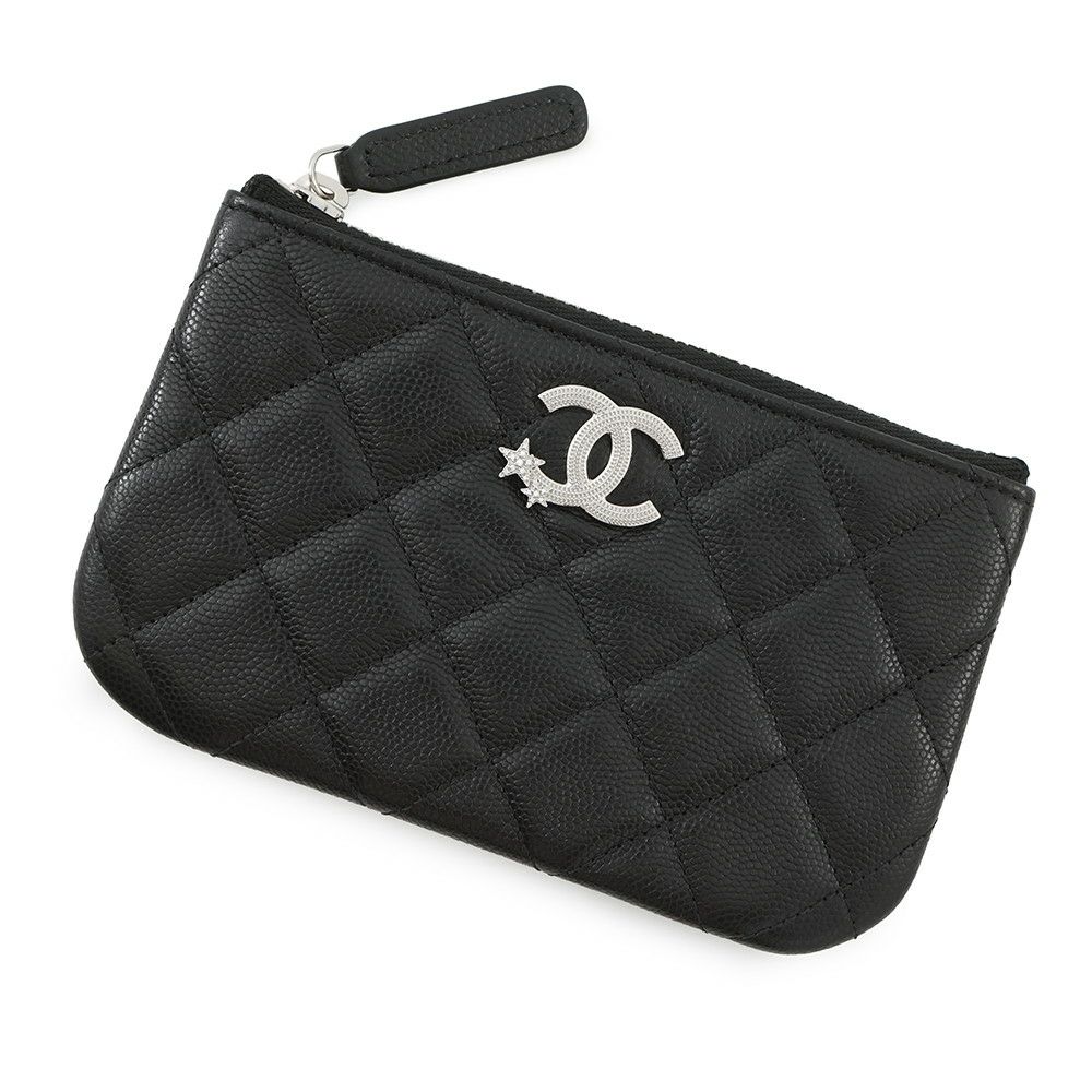 シャネル ミニポーチ マトラッセ スター ココマーク ソフトキャビアスキン AP4811 CHANEL コインケース 小銭入れ 黒