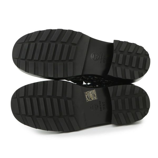 シャネル ショートブーツ ココマーク レースアップ ツイード フェイク