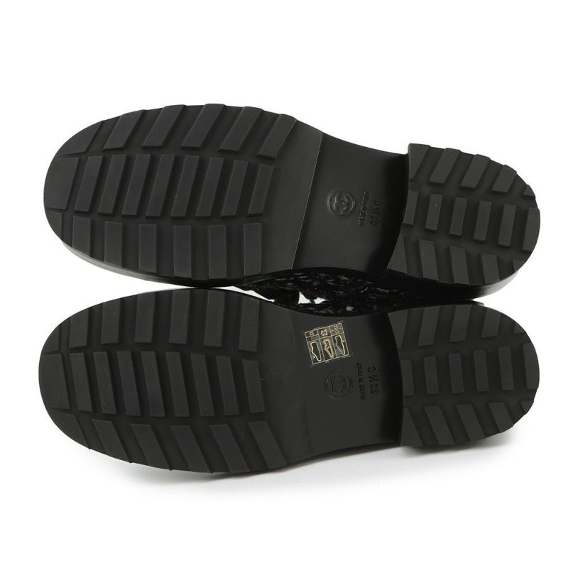 シャネル ショートブーツ ココマーク レースアップ ツイード フェイクパール レディースサイズ38 1/2C G35154 CHANEL 靴 黒