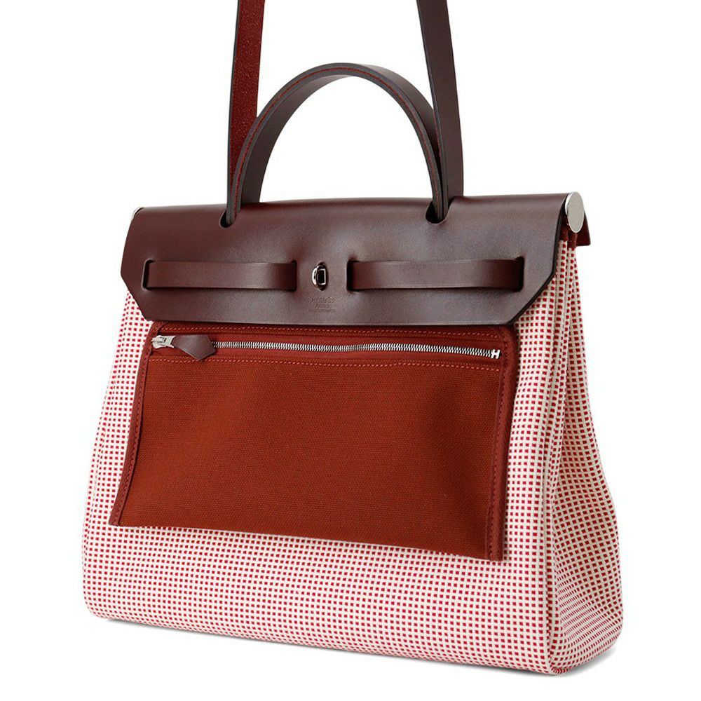 エルメス エールバッグジップPM ルトゥルネ フランボワーズ/ルージュアッシュ/ホワイト/シルバー金具 ヴァッシュハンター/トワルキャドリーユ U刻印