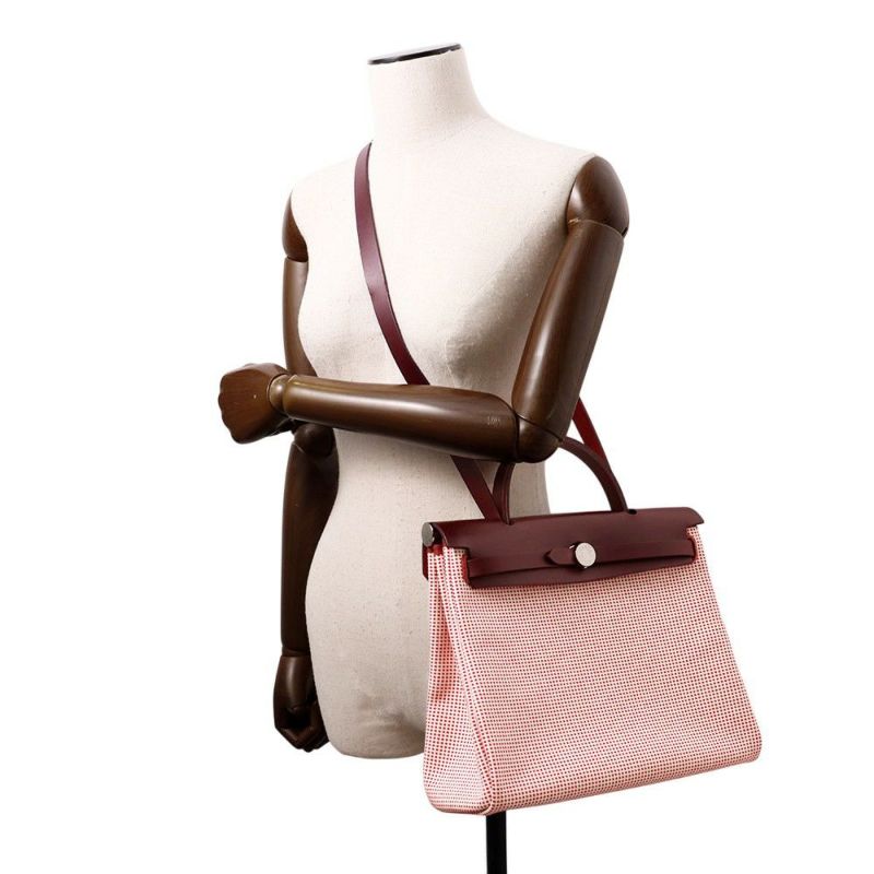 エルメス エールバッグジップPM ルトゥルネ フランボワーズ/ルージュアッシュ/ホワイト/シルバー金具 ヴァッシュハンター/トワルキャドリーユ U刻印