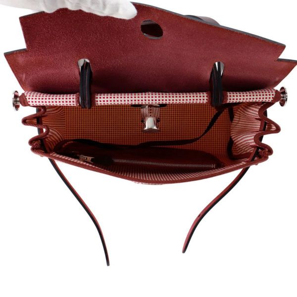 エルメス エールバッグジップPM ルトゥルネ フランボワーズ/ルージュアッシュ/ホワイト/シルバー金具 ヴァッシュハンター/トワルキャドリーユ U刻印