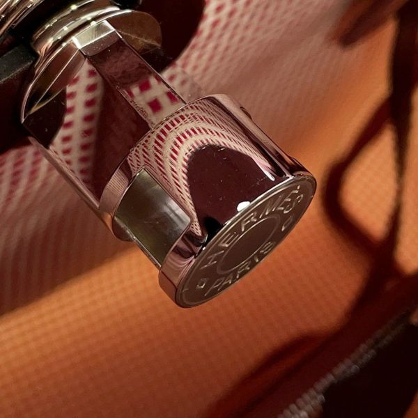 エルメス エールバッグジップPM ルトゥルネ フランボワーズ/ルージュアッシュ/ホワイト/シルバー金具 ヴァッシュハンター/トワルキャドリーユ U刻印