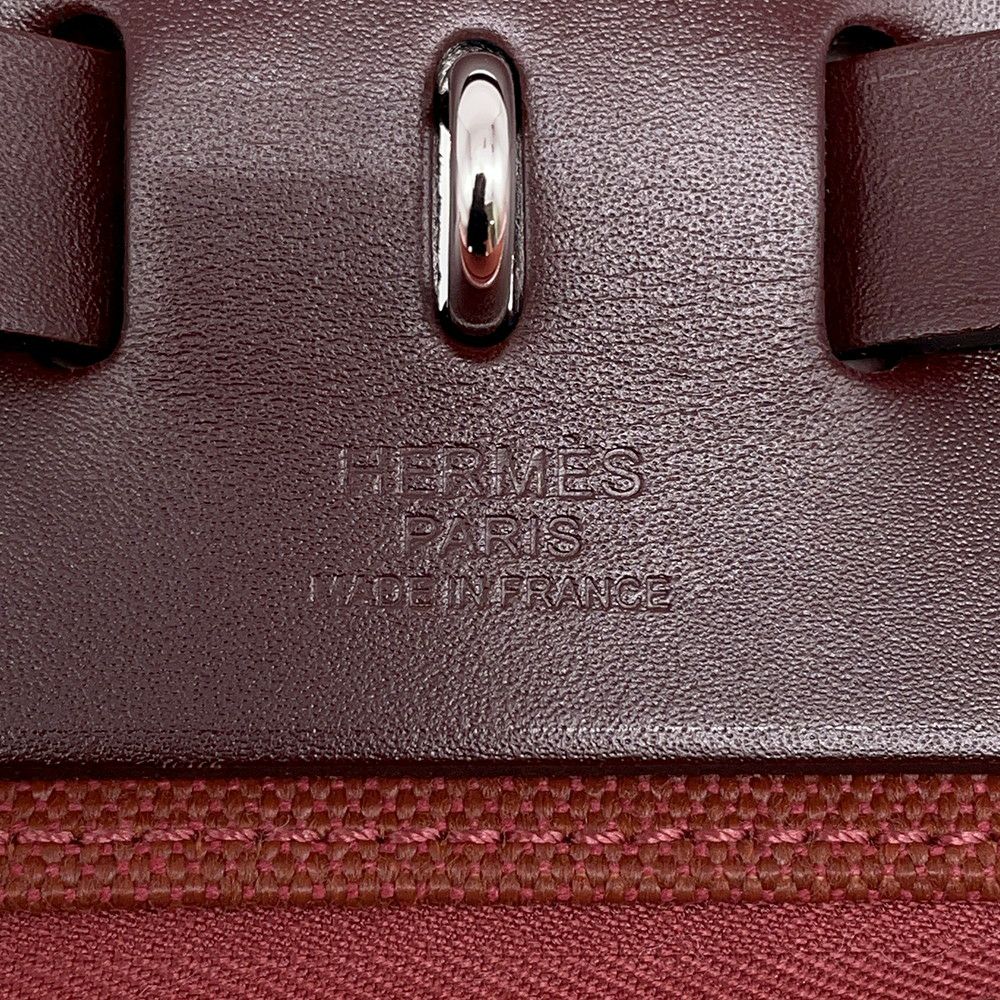 エルメス エールバッグジップPM ルトゥルネ フランボワーズ/ルージュアッシュ/ホワイト/シルバー金具 ヴァッシュハンター/トワルキャドリーユ U刻印