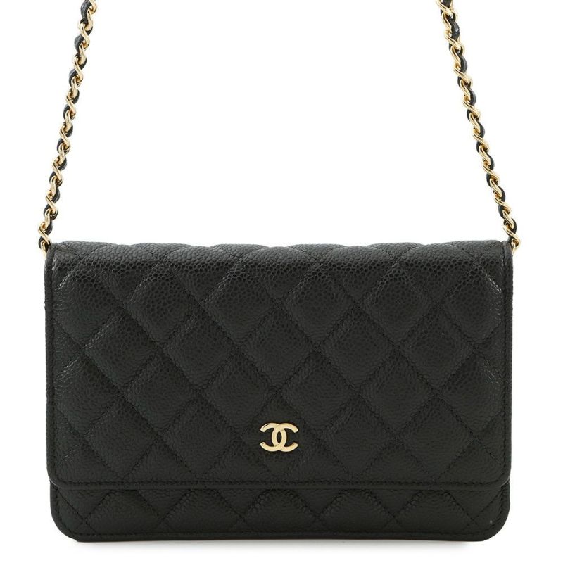 シャネル チェーンウォレット クラシック マトラッセ ココマーク キャビアスキン AP0250 CHANEL 財布 ブラック 黒