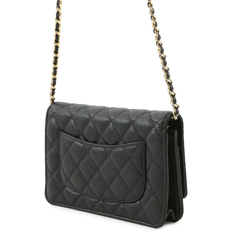 シャネル チェーンウォレット クラシック マトラッセ ココマーク キャビアスキン AP0250 CHANEL 財布 ブラック 黒