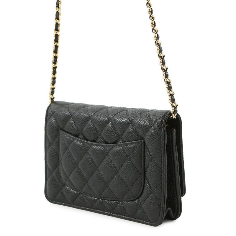シャネル チェーンウォレット クラシック マトラッセ ココマーク キャビアスキン AP0250 CHANEL 財布 ブラック 黒