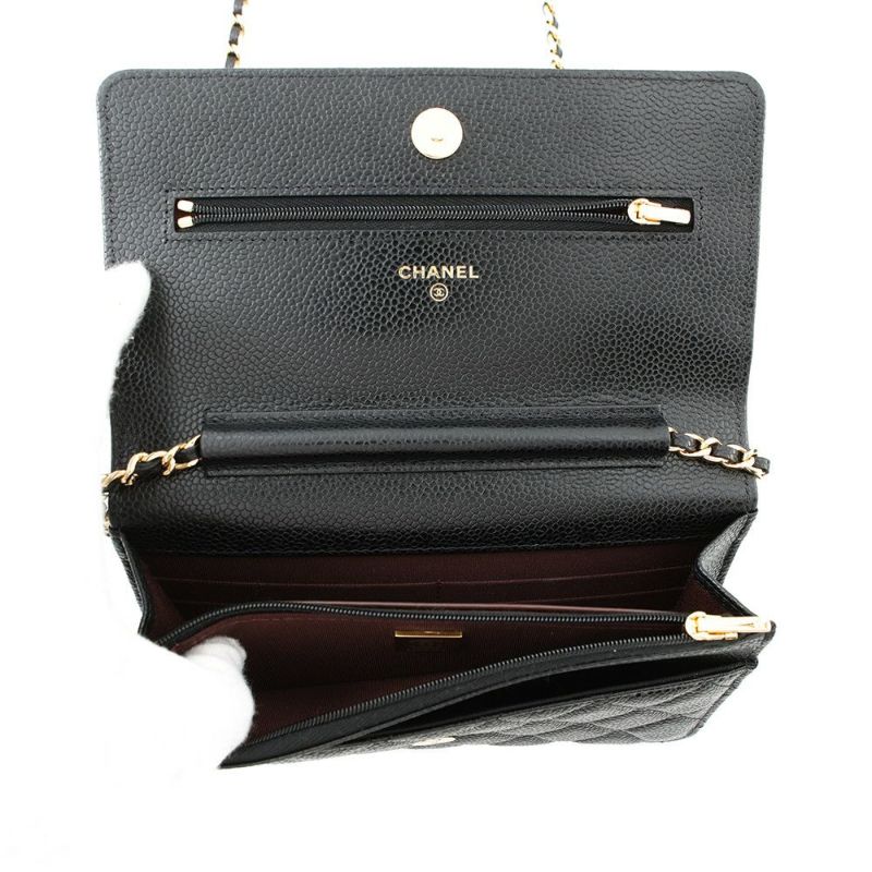 シャネル チェーンウォレット クラシック マトラッセ ココマーク キャビアスキン AP0250 CHANEL 財布 ブラック 黒