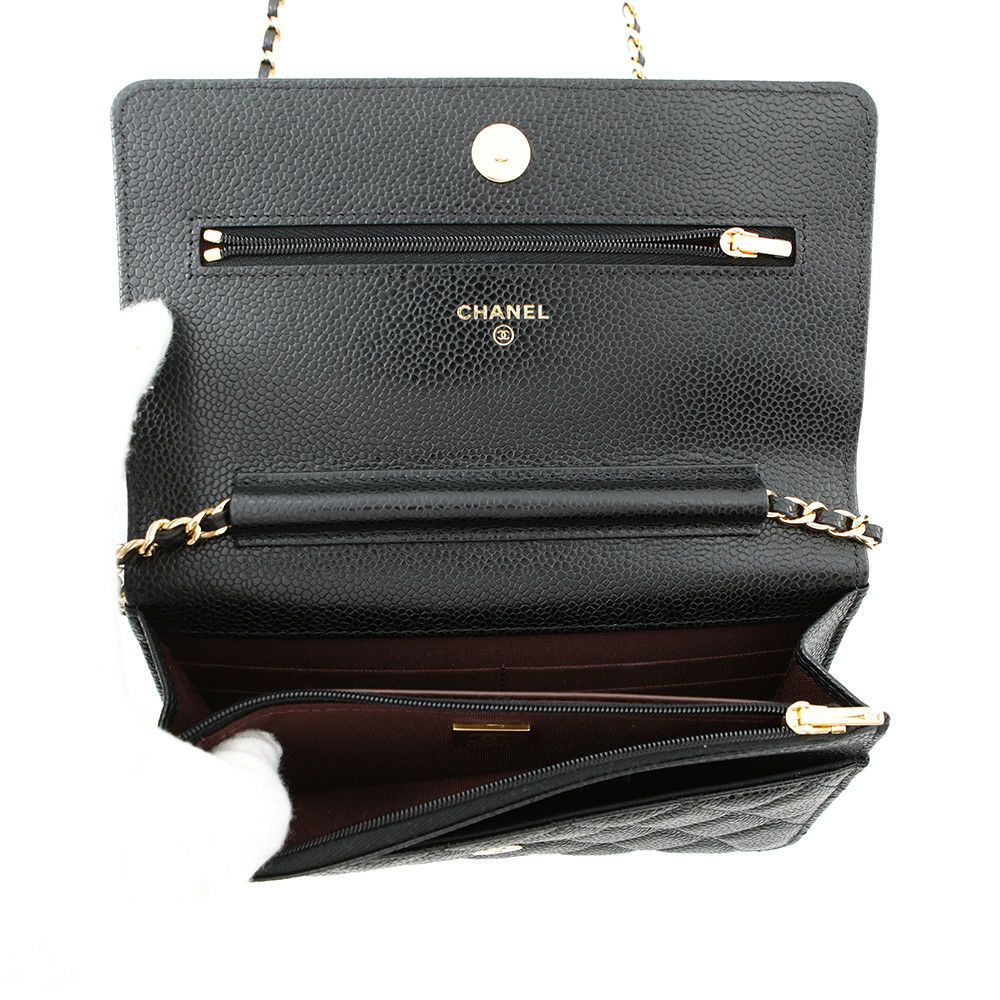 シャネル チェーンウォレット クラシック マトラッセ ココマーク キャビアスキン AP0250 CHANEL 財布 ブラック 黒