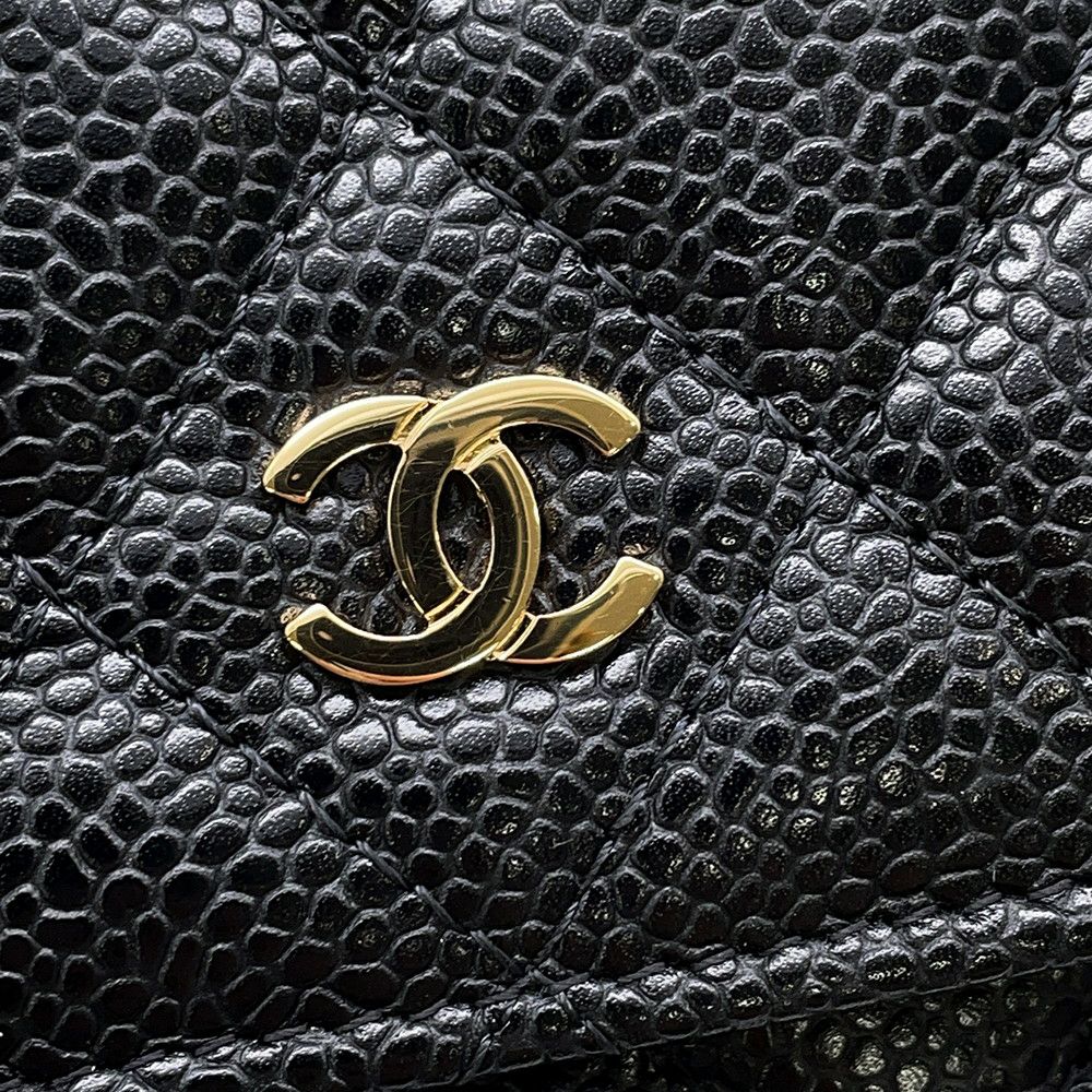 シャネル チェーンウォレット クラシック マトラッセ ココマーク キャビアスキン AP0250 CHANEL 財布 ブラック 黒