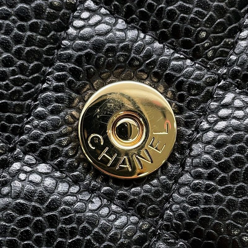 シャネル チェーンウォレット クラシック マトラッセ ココマーク キャビアスキン AP0250 CHANEL 財布 ブラック 黒