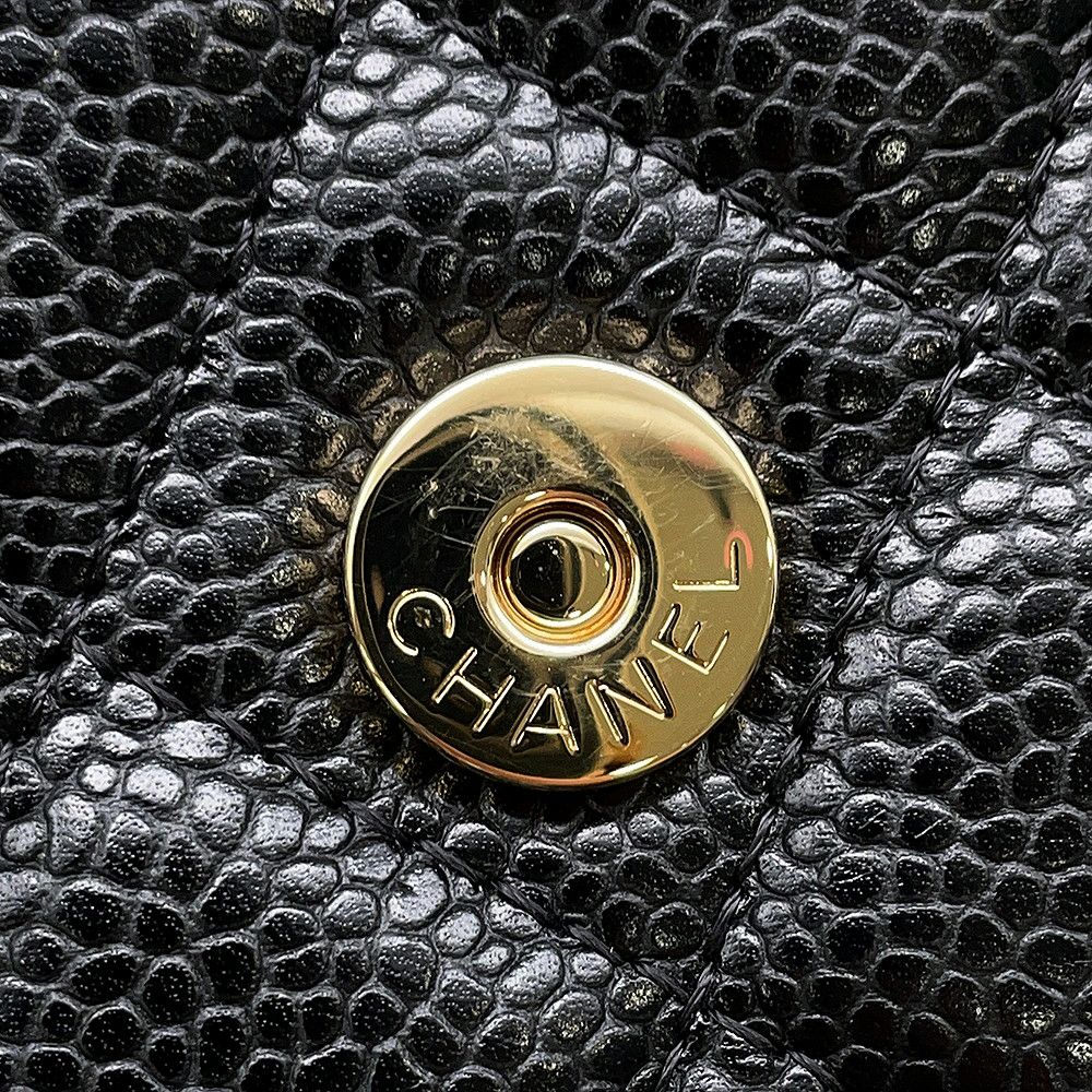 シャネル チェーンウォレット クラシック マトラッセ ココマーク キャビアスキン AP0250 CHANEL 財布 ブラック 黒