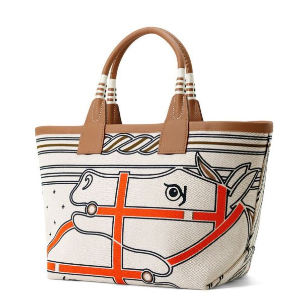 エルメス トートバッグ スティープル25 グリ/エクリュ/シルバー金具 トワルアッシュ/スイフト B刻印