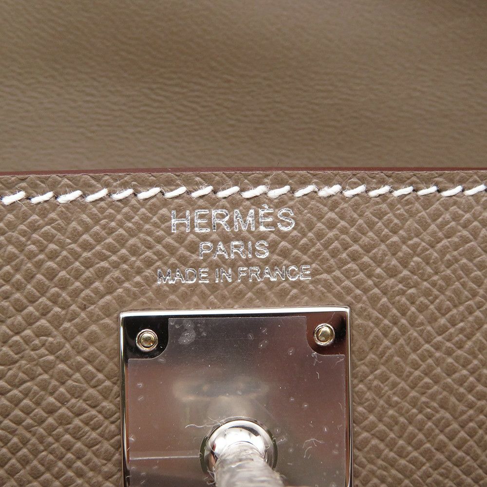 エルメス クラッチバッグ ケリーエラン エトゥープ/シルバー金具 エプソン K刻印 2wayショルダー 黒