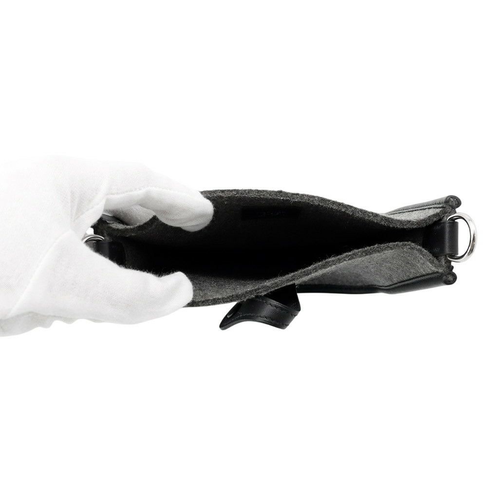 エルメス ショルダーバッグ エブリンTPM 111cm ブラック/グリモワイヤン/シルバー金具 フェルト/スイフト Y刻印 黒