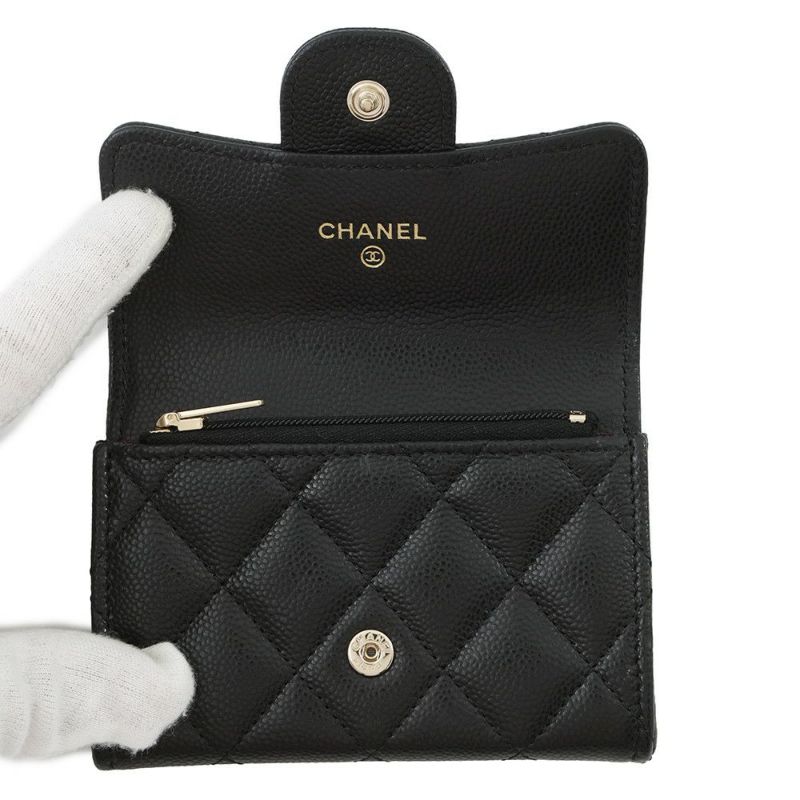 シャネル コインケース マトラッセ クラシック フラップ ココマーク キャビアスキン AP4096 CHANEL 財布 黒