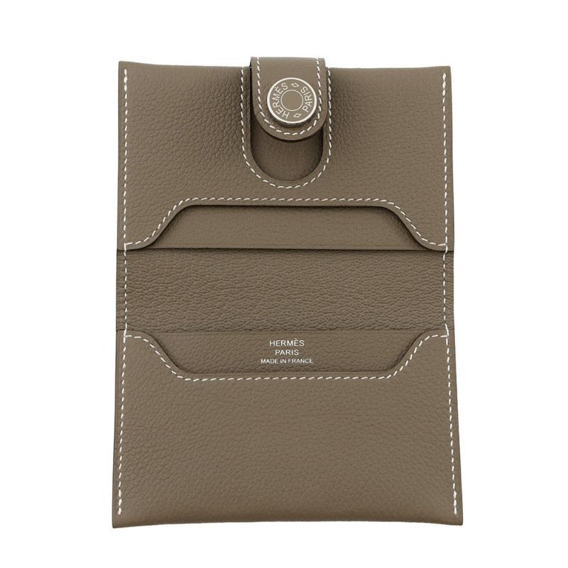 エルメス カードケース RMS RMS エトゥープ/シルバー金具 エバーカラー W刻印 HERMES 名刺入れ