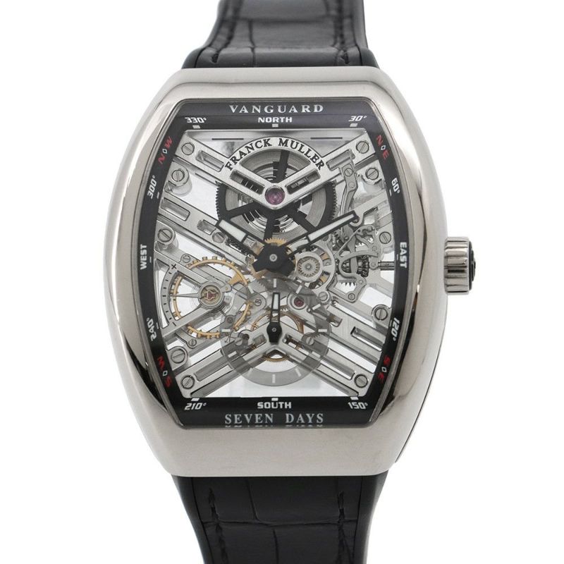 フランクミュラー ヴァンガード セブンデイズパワーリザーブ スケルトン V41S6SQT OGNR スケルトン文字盤