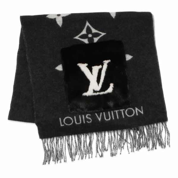 ルイヴィトン マフラー コールド レイキャビック カシミヤ ミンク M74353 LOUIS VUITTON 黒