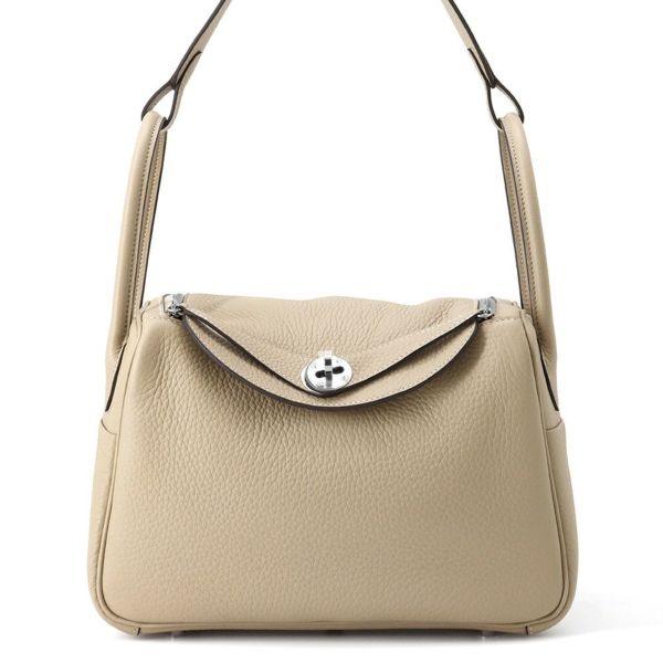 エルメス ハンドバッグ リンディ26 ヴェルソ トレンチ/エトゥープ/シルバー金具 トリヨンクレマンス K刻印 HERMES 2way ショルダー