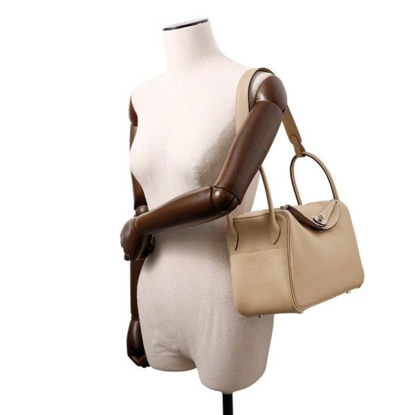 エルメス ハンドバッグ リンディ26 ヴェルソ トレンチ/エトゥープ/シルバー金具 トリヨンクレマンス K刻印 HERMES 2way ショルダー
