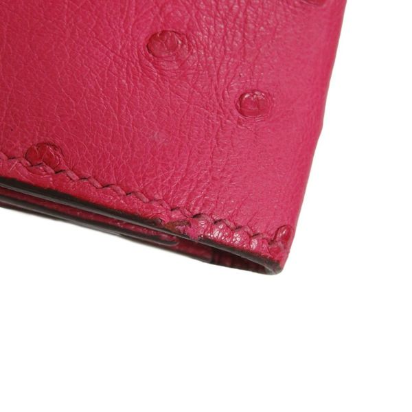 エルメス 長財布 ベアンスフレ マチ有り ローズティリアン/シルバー金具 オーストリッチ Y刻印 HERMES 財布
