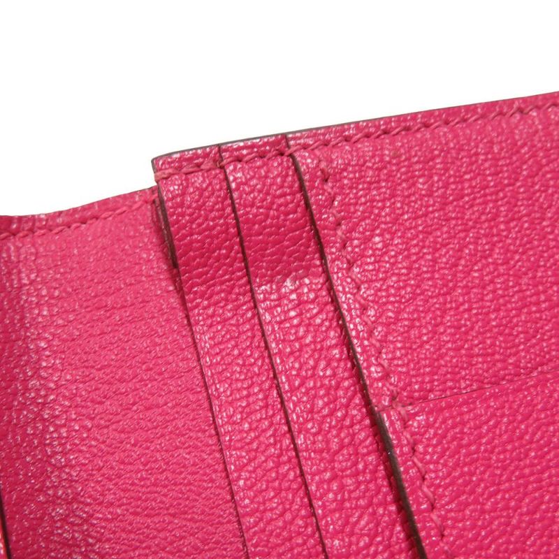 エルメス 長財布 ベアンスフレ マチ有り ローズティリアン/シルバー金具 オーストリッチ Y刻印 HERMES 財布